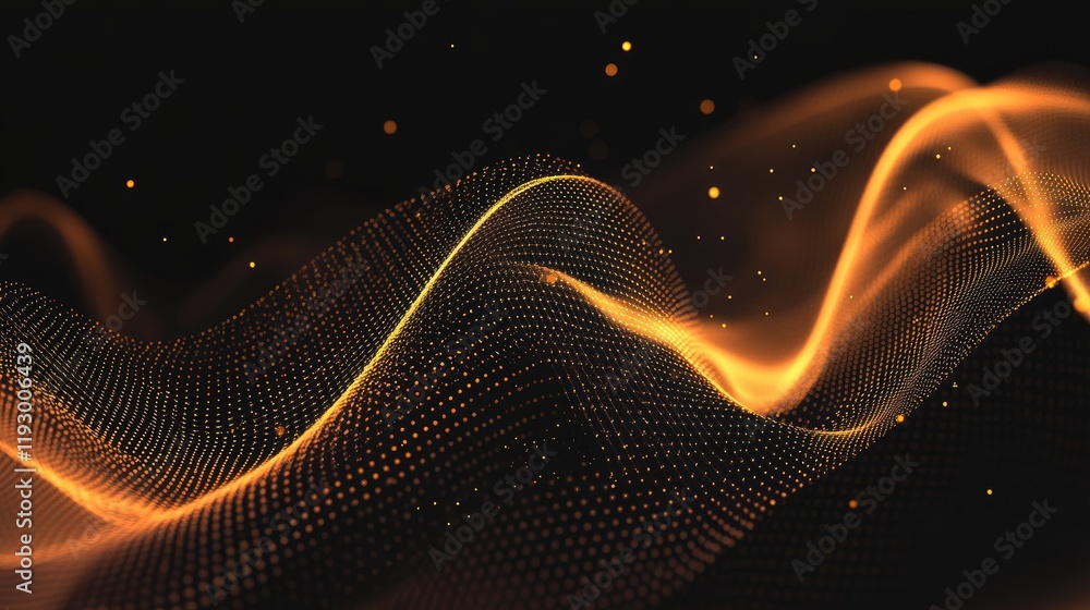 Poster a flowing abstract network with luminous particles and connecting lines, perfect for digital app vis