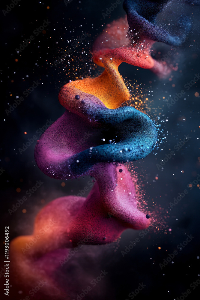 Poster colorful abstract design with swirling patterns and cosmic elements