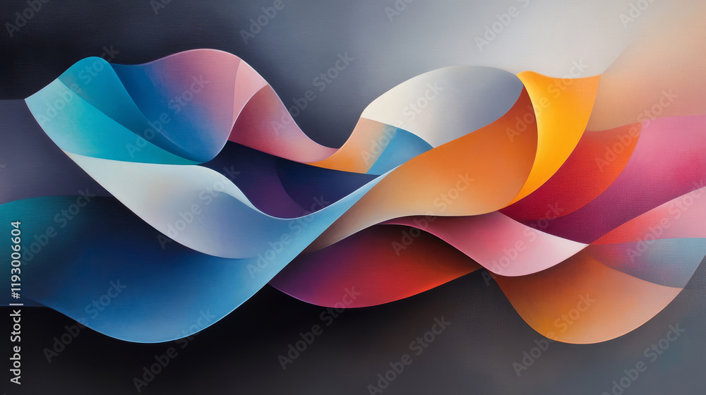 Poster flowing abstract shapes in vibrant colors create dynamic visual experience