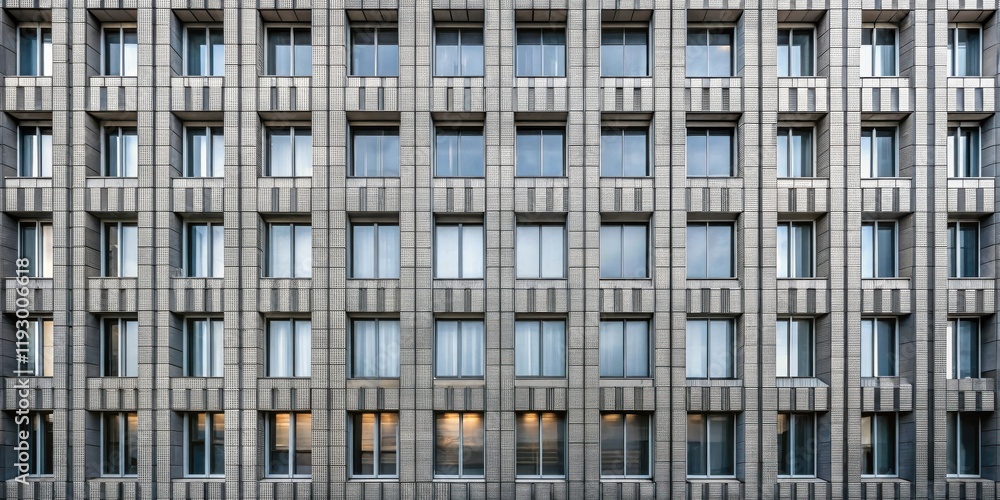 Aufkleber modern apartment building facade with geometric window pattern and subtle textural details