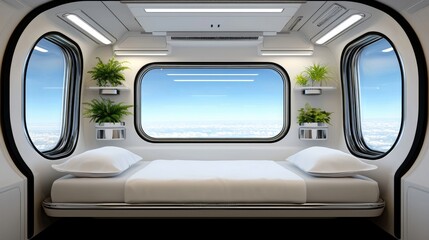 Modern minimalist bedroom design sky view interior photography contemporary space aesthetic concept