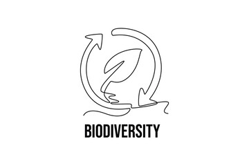 Ecology concept. Single line draw design vector graphic illustration.