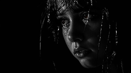  Dramatic black and white portrait of a woman