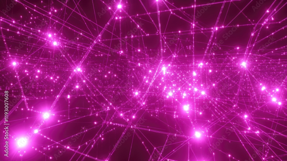Poster a high-tech abstract background featuring a luminous network of digital nodes and connecting lines.