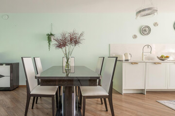 modern luxury dining room interior, 3d render