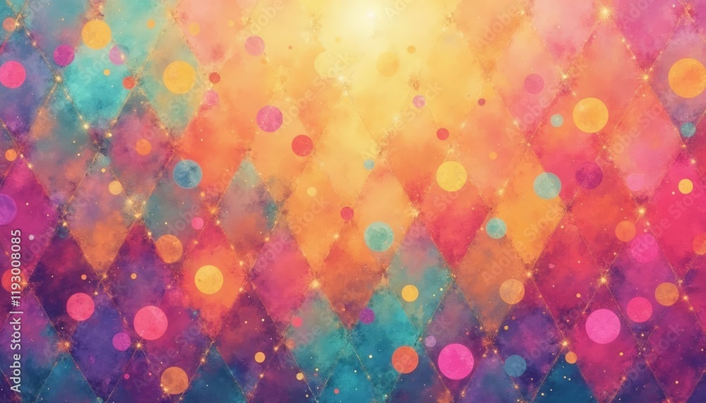 Poster colorful background with many small circles. the background is a mix of different colors and the cir