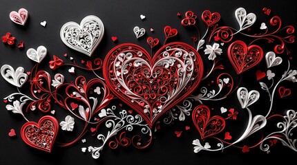 Paper art hearts and floral design