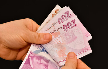 Images of banknotes of various countries. turkish lira photos.