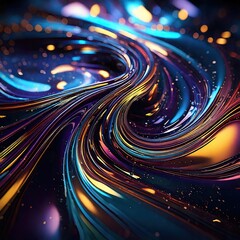 Cosmic Swirl: An abstract image of swirling, vibrant colors creating a mesmerizing cosmic effect, featuring deep purples, rich oranges, and electric blues.  The texture is glossy and reflective.
