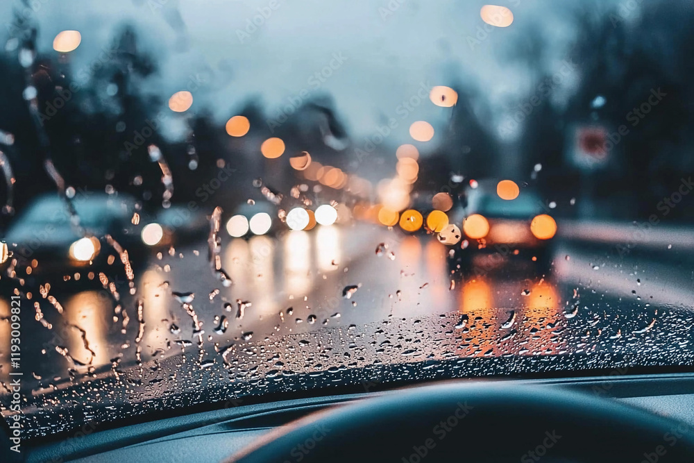 Aufkleber raindrops create beautiful patterns on car window