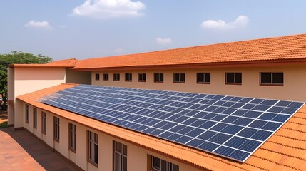 Energy-Efficient Solar-Powered School Building with Bright Rooftop Panels