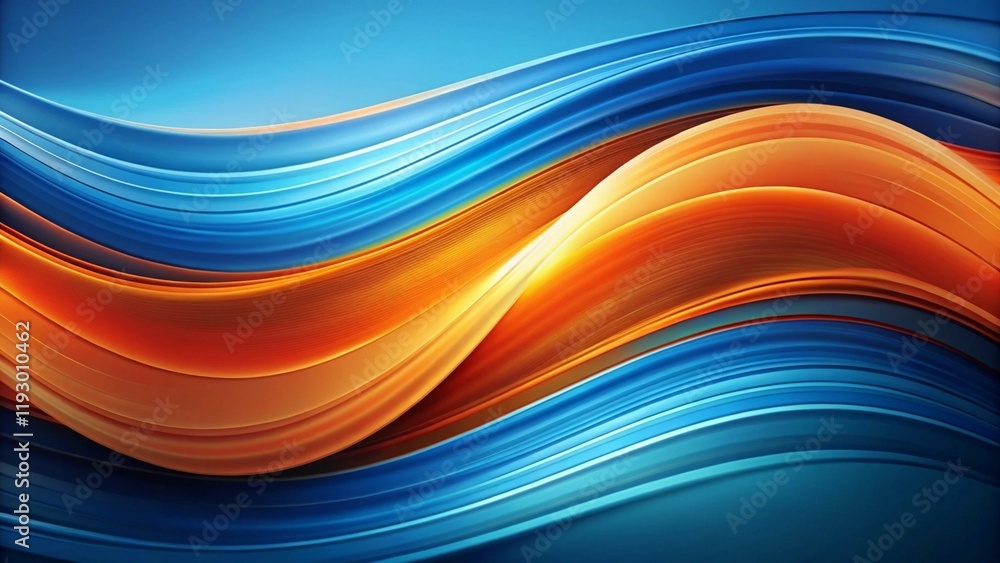 Poster smooth wavy blend of blue and orange, creating an abstract, dynamic vector background design
