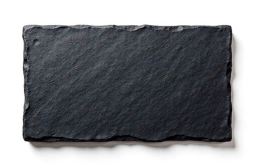 Empty black slate stone isolated on white background. 