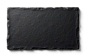 Empty black slate stone isolated on white background. 