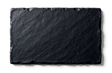 Empty black slate stone isolated on white background. 