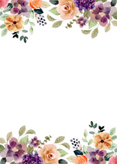 Watercolor flowers background vector for design.