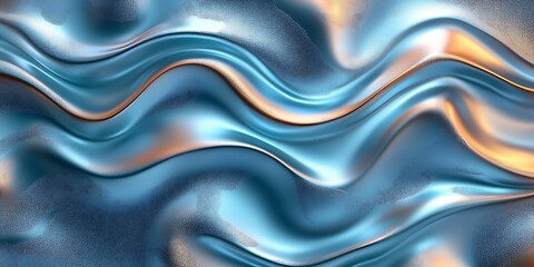 Fototapeta premium Abstract blue wave pattern, metallic texture background. Design, website, wallpaper