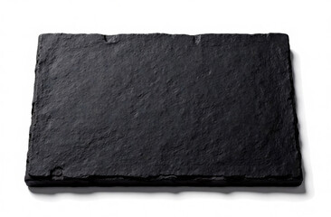 Empty black slate stone isolated on white background. 