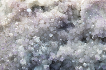 Amethyst druse with small crystal. Natural mineral photo texture