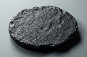 Fototapeta premium Empty black slate stone isolated on white background. 