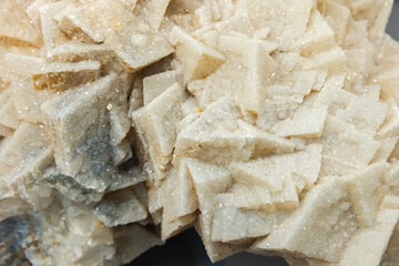Calcite, druse of rhombohedral crystals with a sprinkling of apophyllite