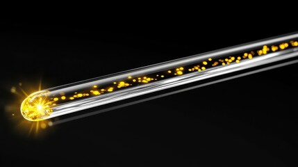 A test tube filled with glowing particles, suggesting a scientific experiment or discovery.