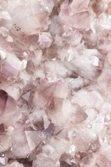 Quartz, druse of pink amethyst-shaped short prismatic crystals
