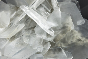 Gypsum, druse of plate crystals. Abstract natural mineral background