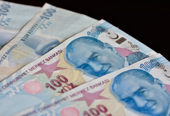 Images of banknotes of various countries. turkish lira photos.
