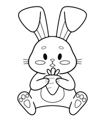 rabbit with carrot for coloring