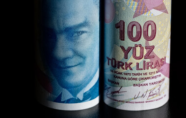 Images of banknotes of various countries. turkish lira photos.