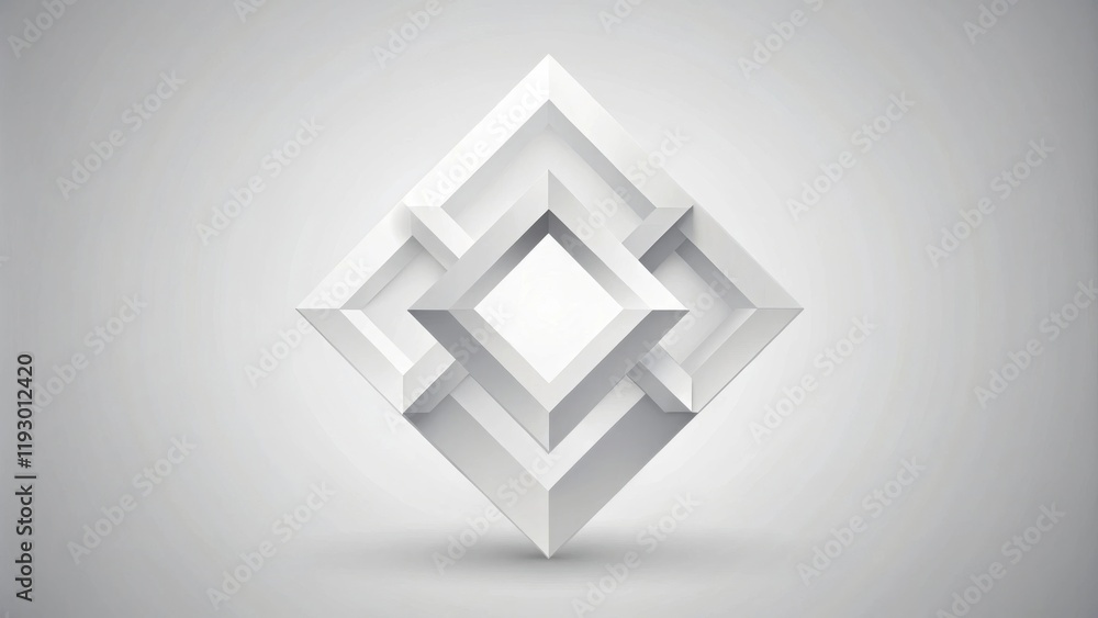 Leinwandbilder abstract white geometric diamond shape design with interlocking squares and subtle shadowing