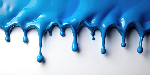 A puddle of blue goo slowly drips onto a pristine white surface, creating a mesmerizing pattern, isolated environment, viscous flow, white background