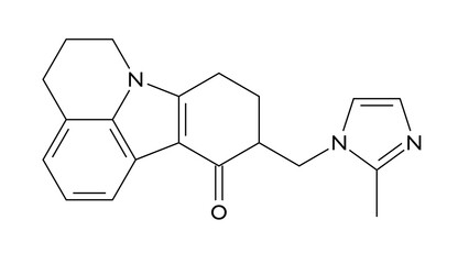 cilansetron molecule, structural chemical formula, ball-and-stick model, isolated image antiserotonergic agent