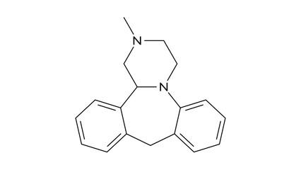 mianserin molecule, structural chemical formula, ball-and-stick model, isolated image antidepressant