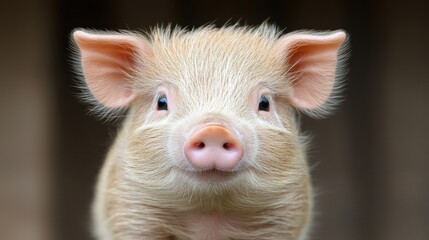 Fototapeta premium Playful piglet portrait in farm setting animal photography close-up natural environment cute concept