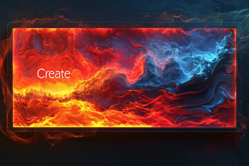 Fototapeta premium Create Command Igniting Red Blue Abstract Digital Art Design Innovation Imagination Graphic Display