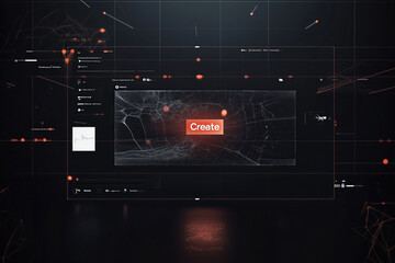 Obraz premium Digital Interface Command Create Triggering Abstract Generative Network White Lines on Screen Technology Innovation Concept