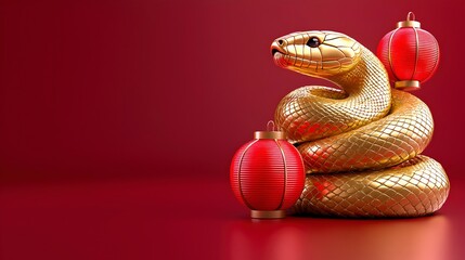 Fototapeta premium Golden Snake with Lanterns for Festive Celebrations