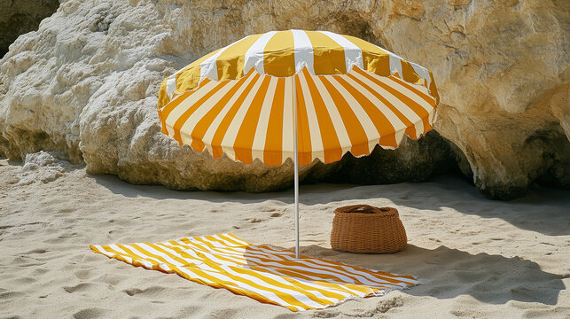 yellow beach umbrella