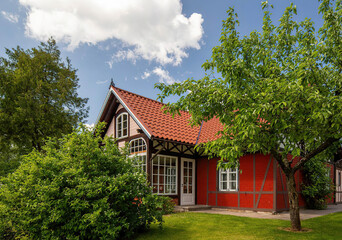 typical european village house, summer background