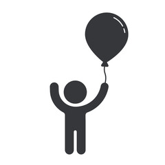 Isolated pictogram of a flying balloon icon, balloons floating in the air, a clean and minimalist glyph