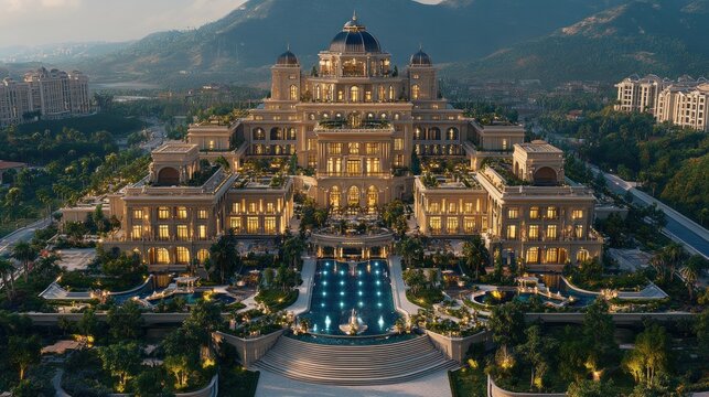 Grand Palace Hotel at Dusk.