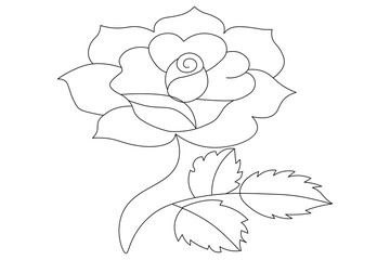 Rose flower single line art and design isolated outline minimalist outline vector icon