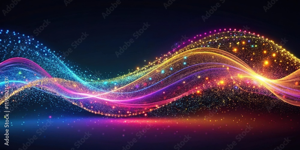 Leinwandbilder abstract colorful wave of sparkling particles and glowing lines