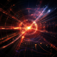 Fototapeta premium Dynamic energy burst abstract visual digital art cosmic environment close-up perspective concept of motion and light