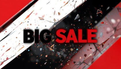 Dynamic Big Sale Announcement: Red, Black, White Abstract Design