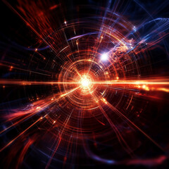 Obraz premium Dynamic energy burst cosmic phenomena abstract art dark space close-up visual representation of light and motion