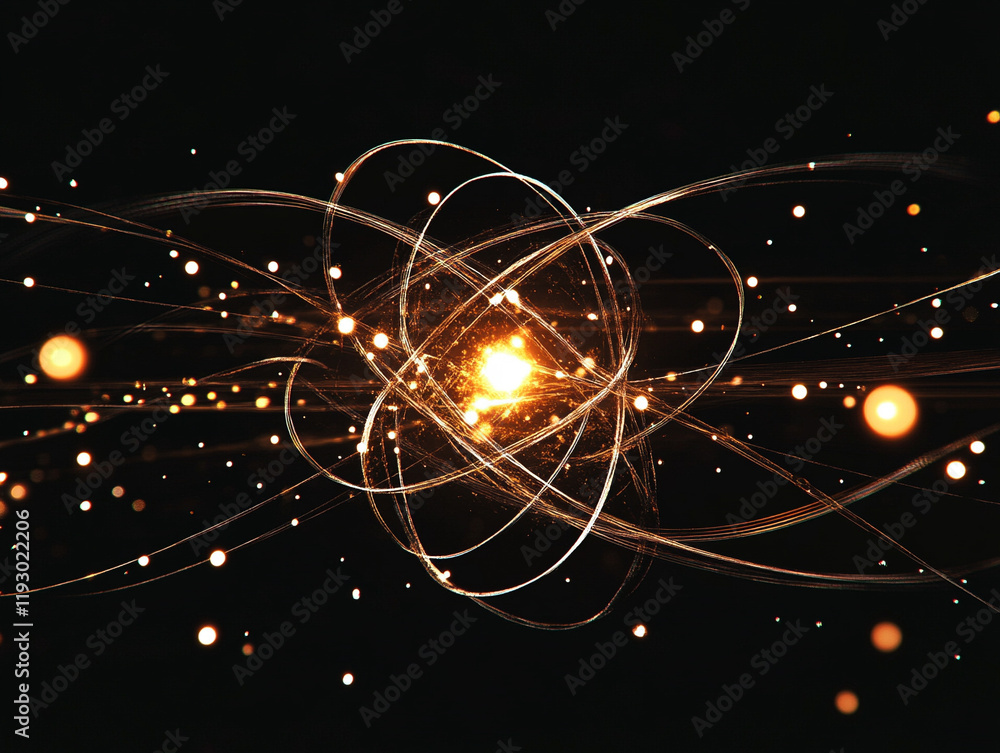 Poster explosive energy release of atomic particles laboratory scientific visualization dark environment cl