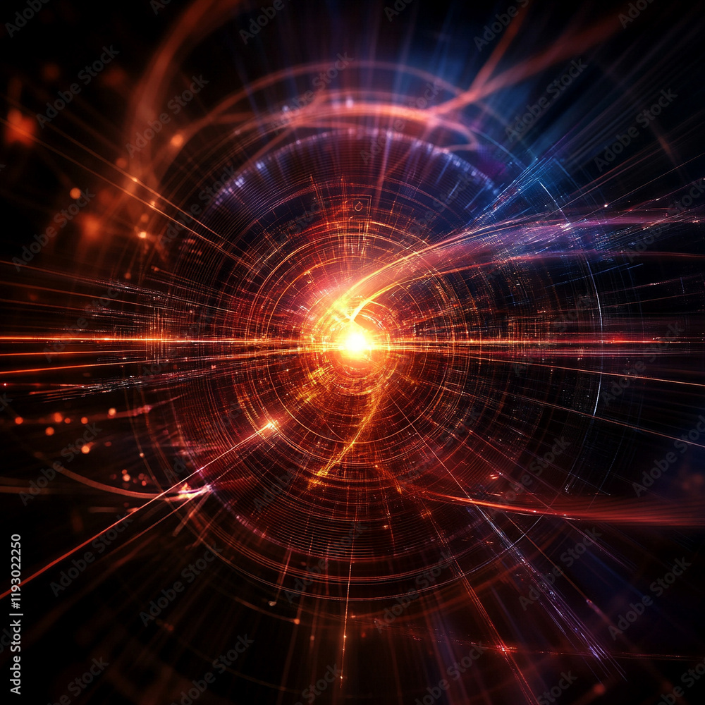 Poster dynamic energy burst abstract space digital art cosmic environment wide-angle view concept of motion